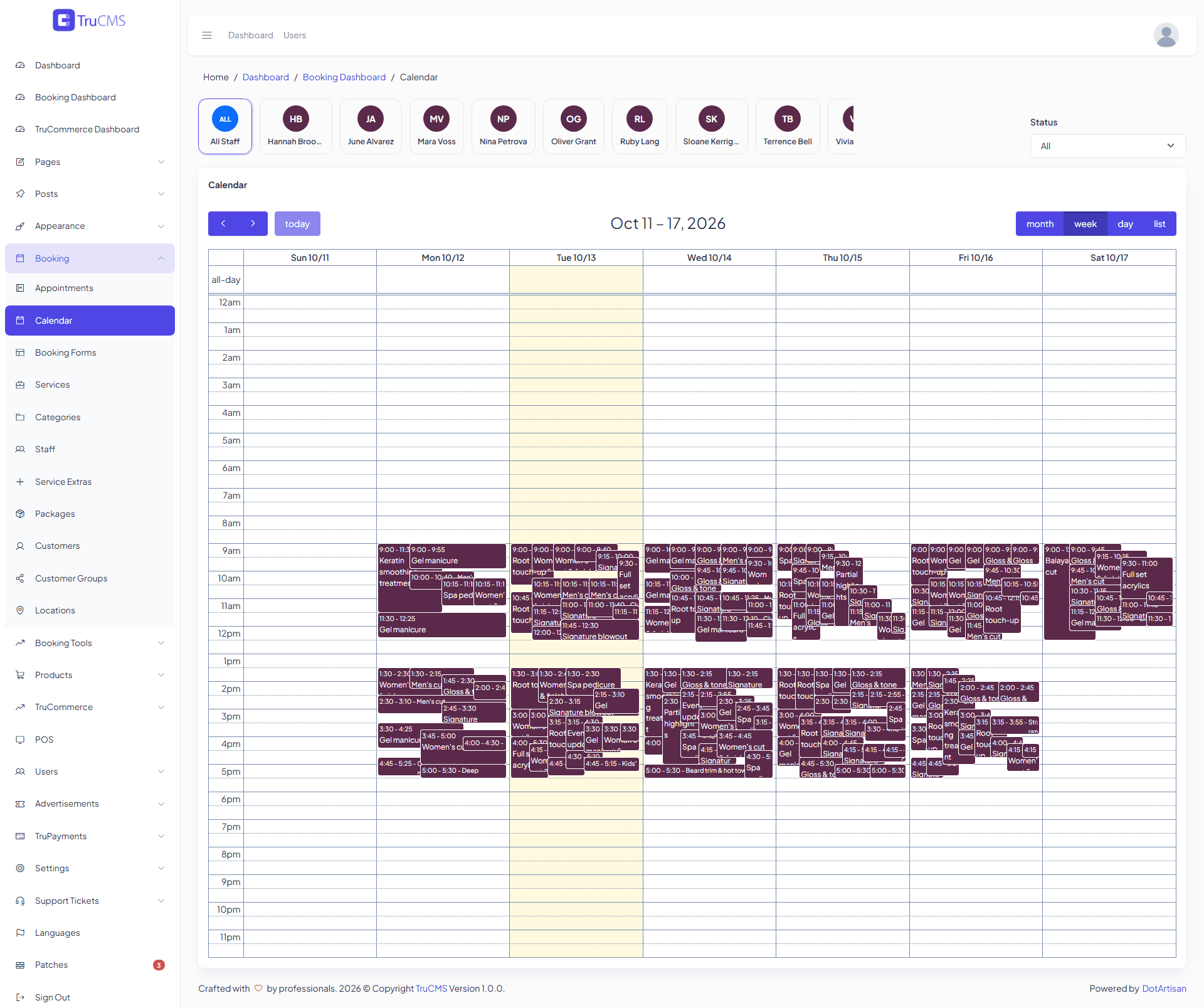 Booking calendar view