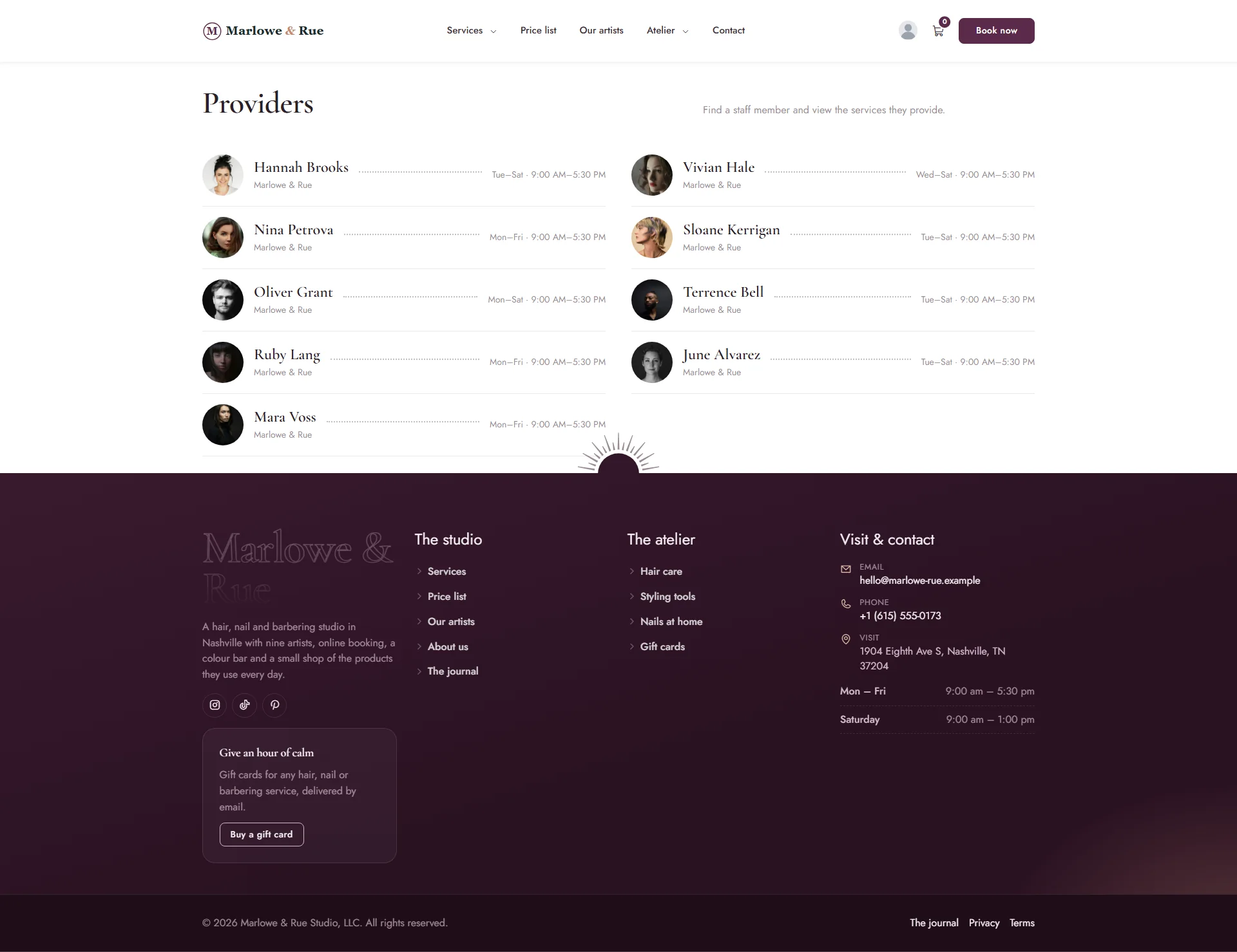 Providers shown in the List design