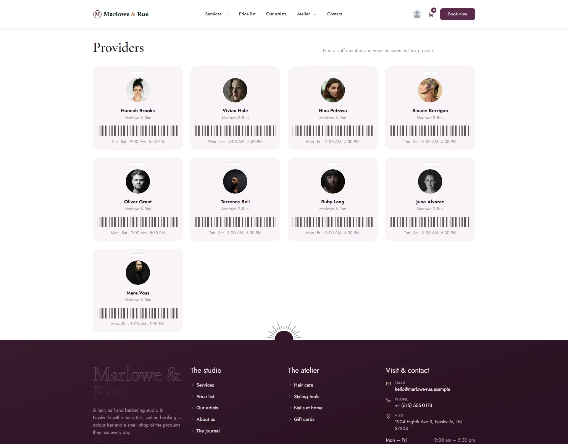 Providers shown in the Ticket design
