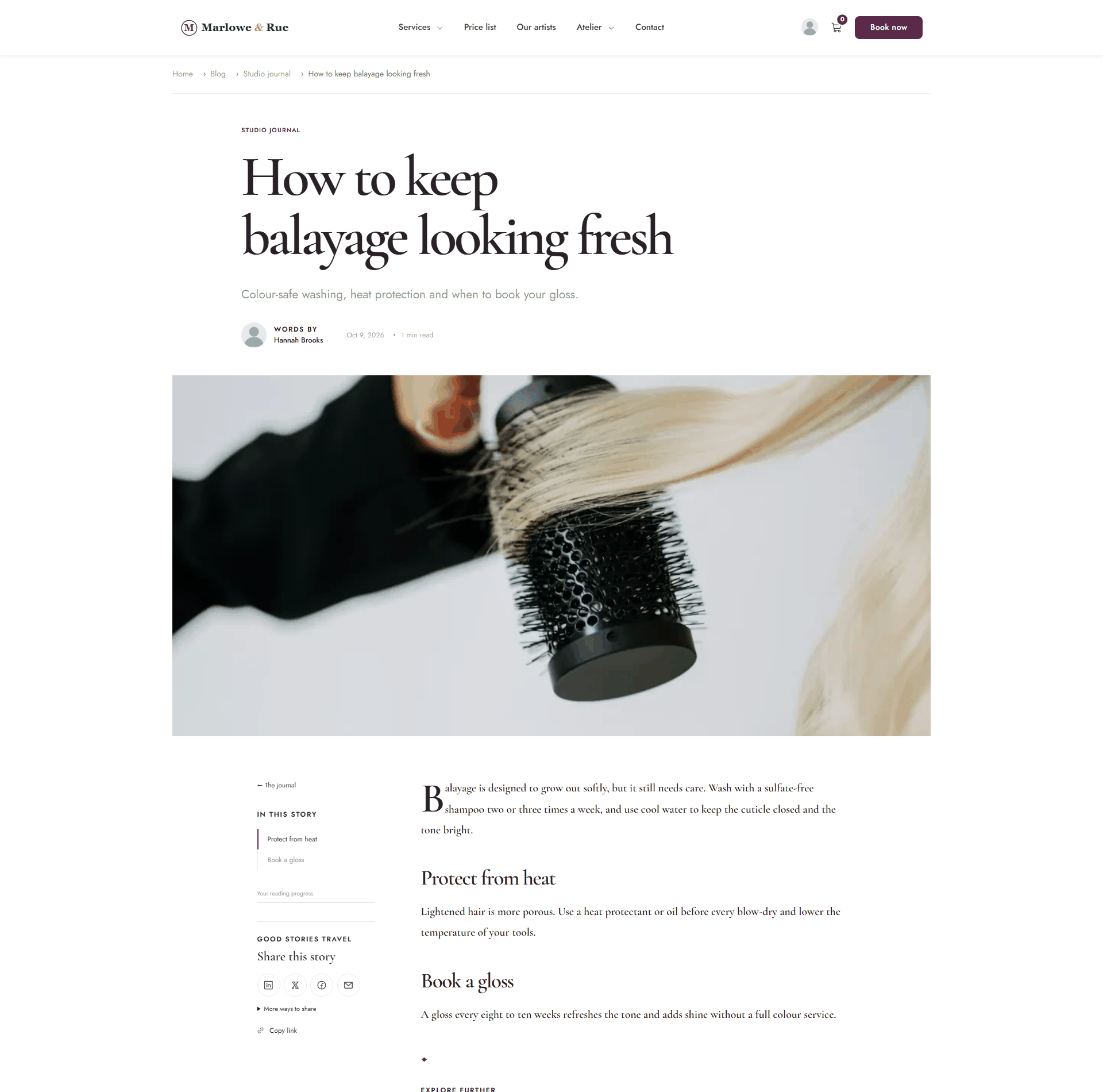 A published article with headline, byline, large picture, in-this-story menu and sharing buttons