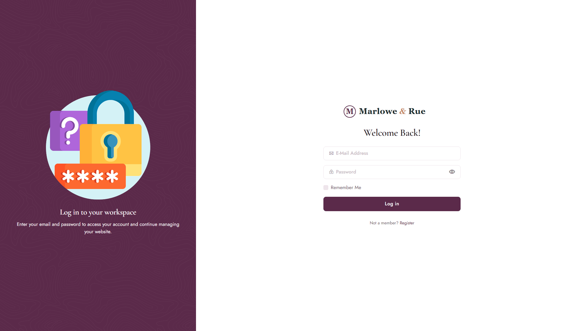 The public login page