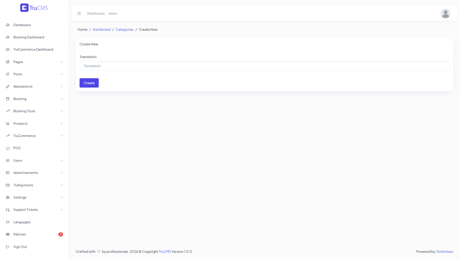 The Create New ticket category form