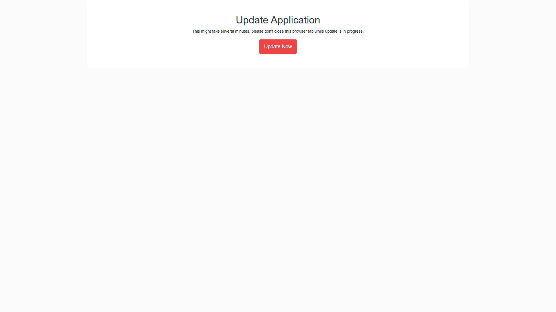 TruCMS update completion screen with the Update Now action