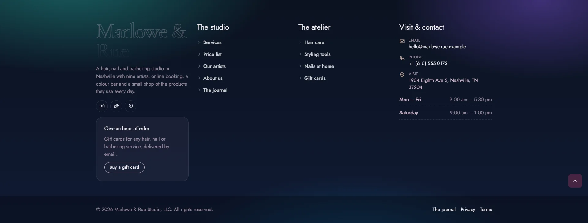 Aurora footer gradient