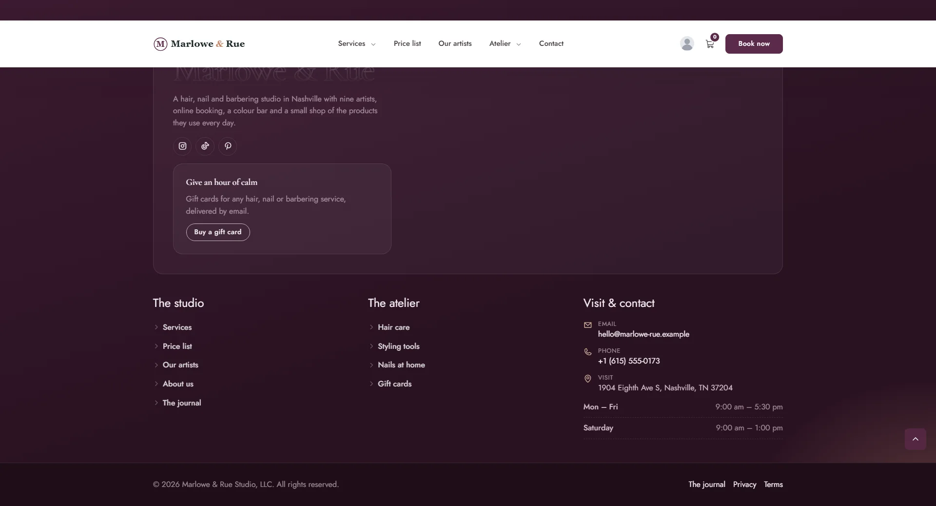 Banner above columns footer layout