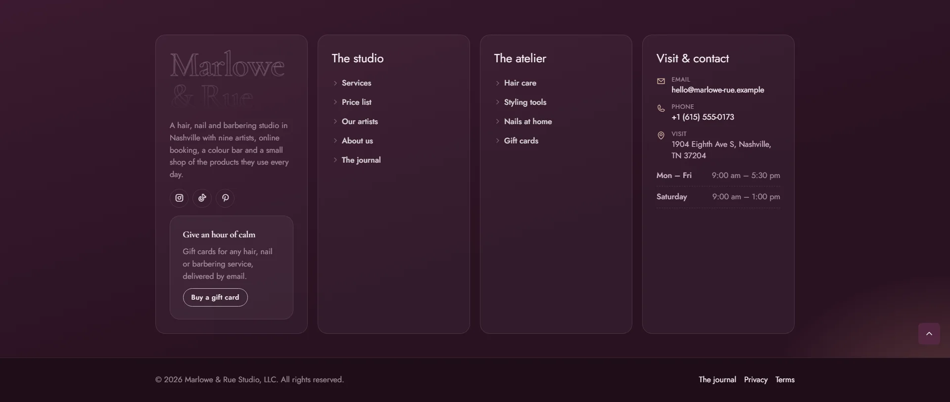 Boxed columns footer layout
