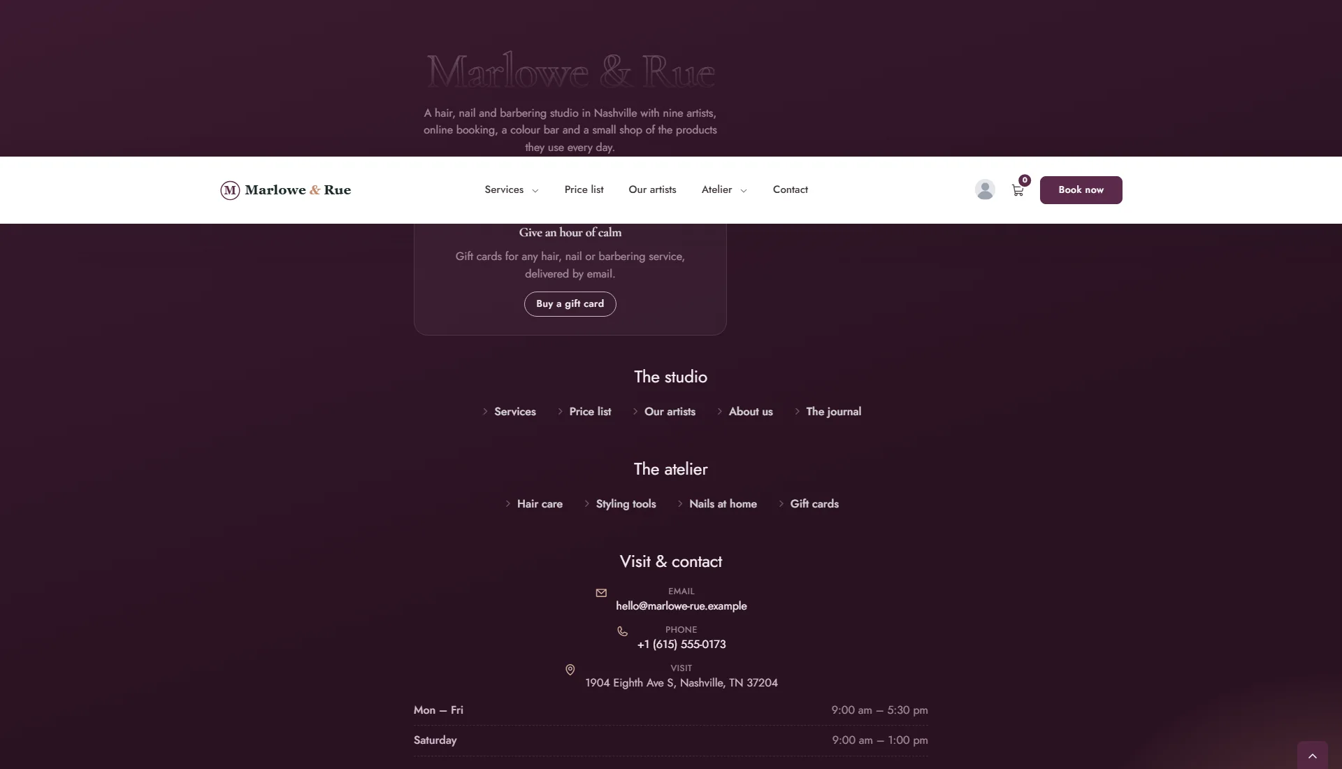 Centered footer layout