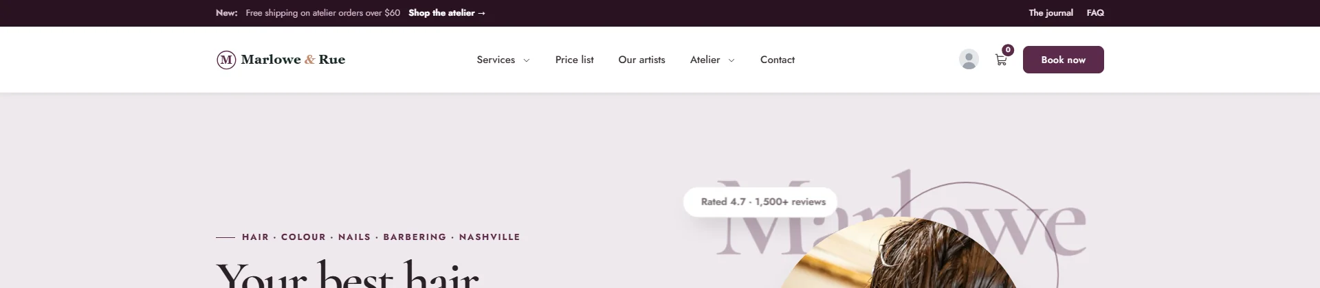 Public site with the top bar above the header: announcement text on the left and a small menu on the right