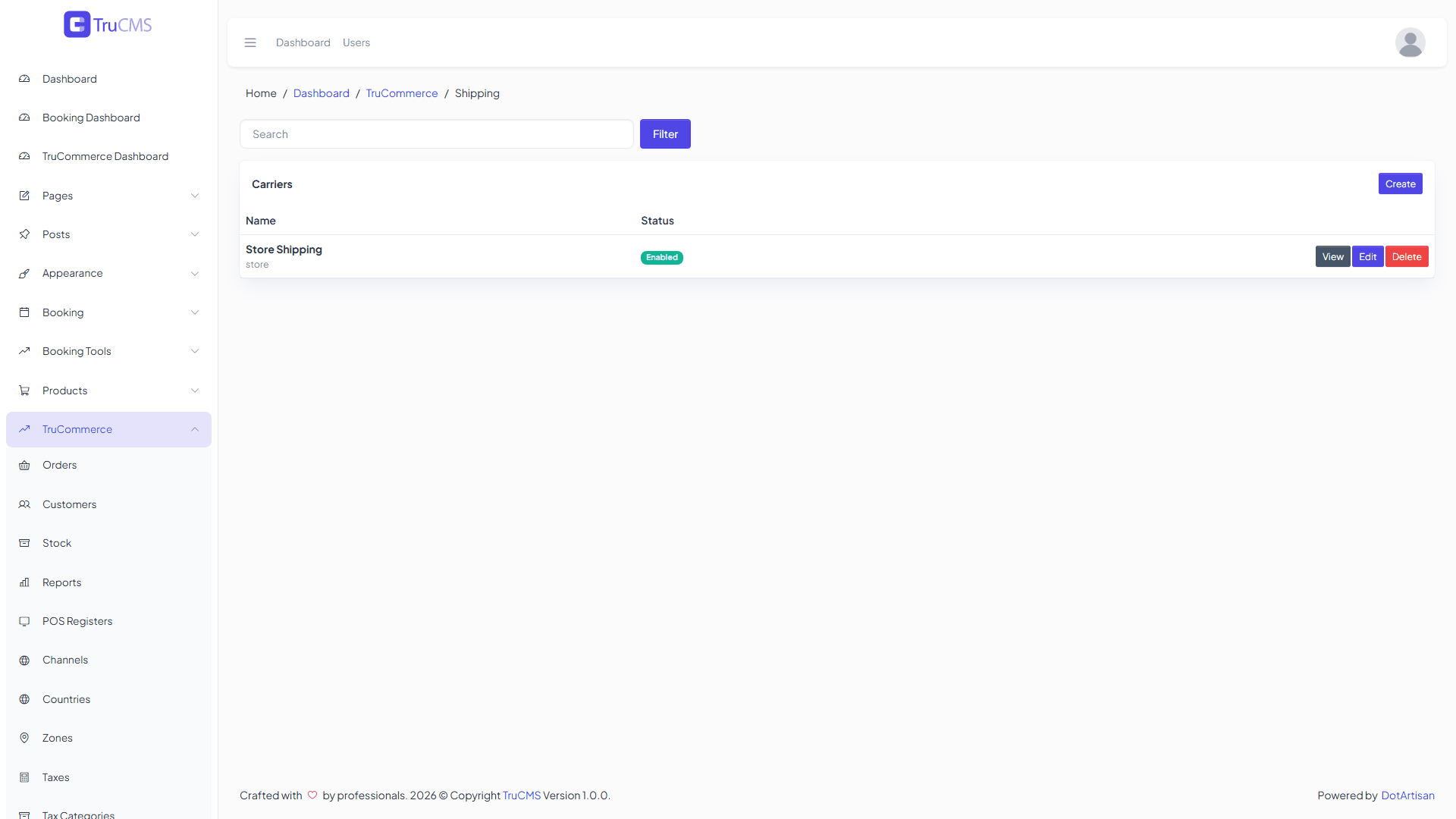 TruCommerce carriers list