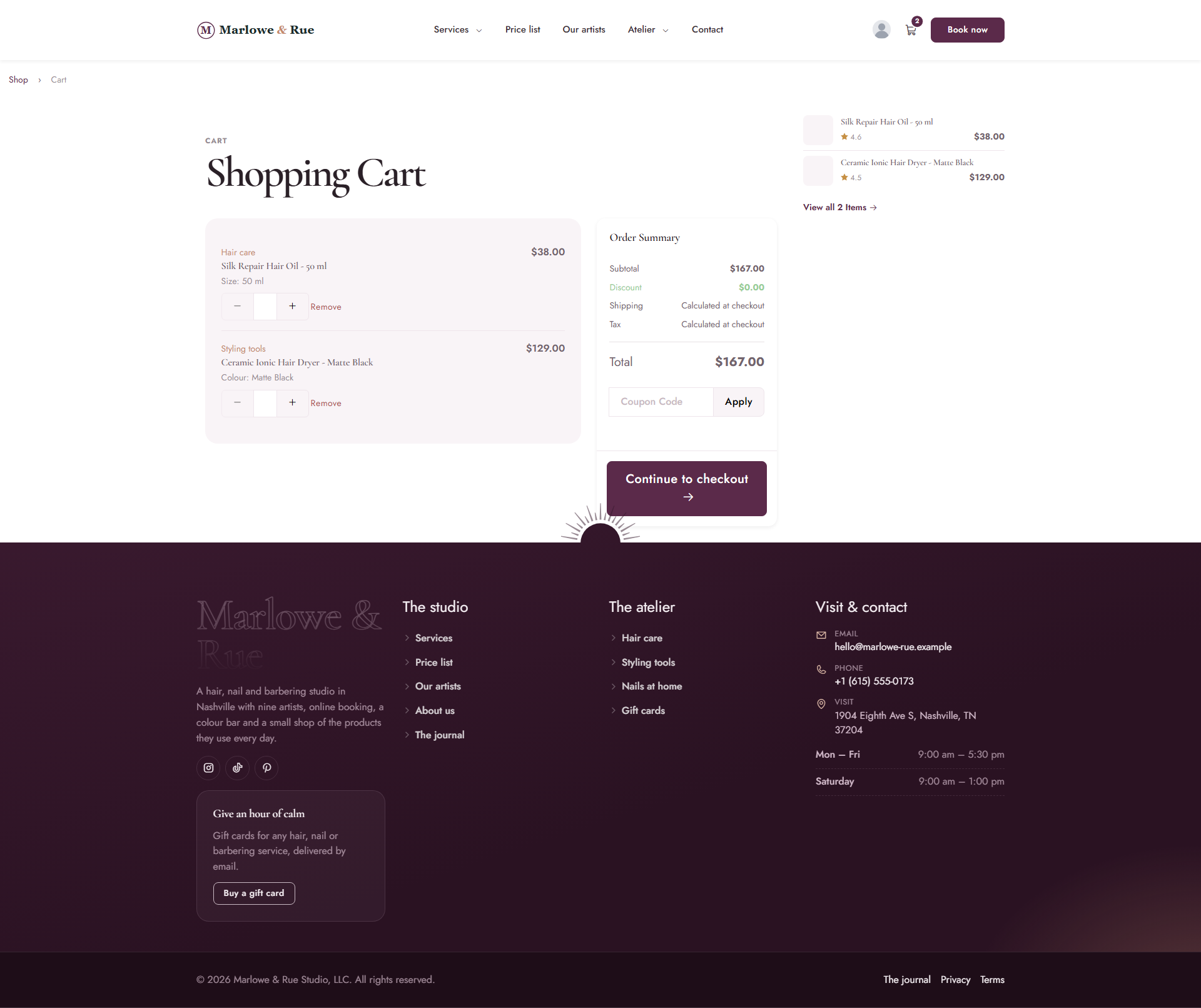 Customer-facing TruCommerce shopping cart