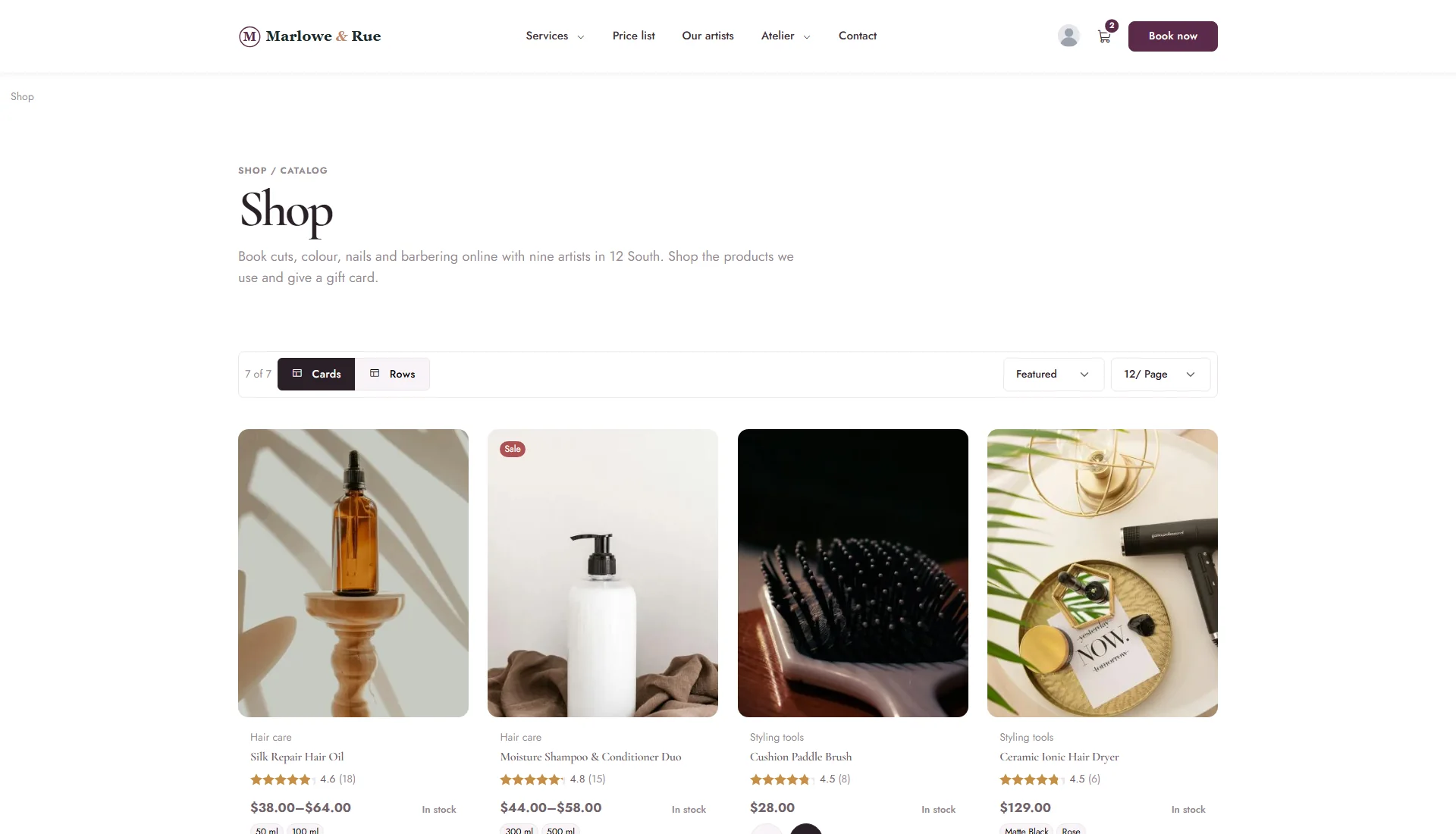 The shop page design: Compact Market Board