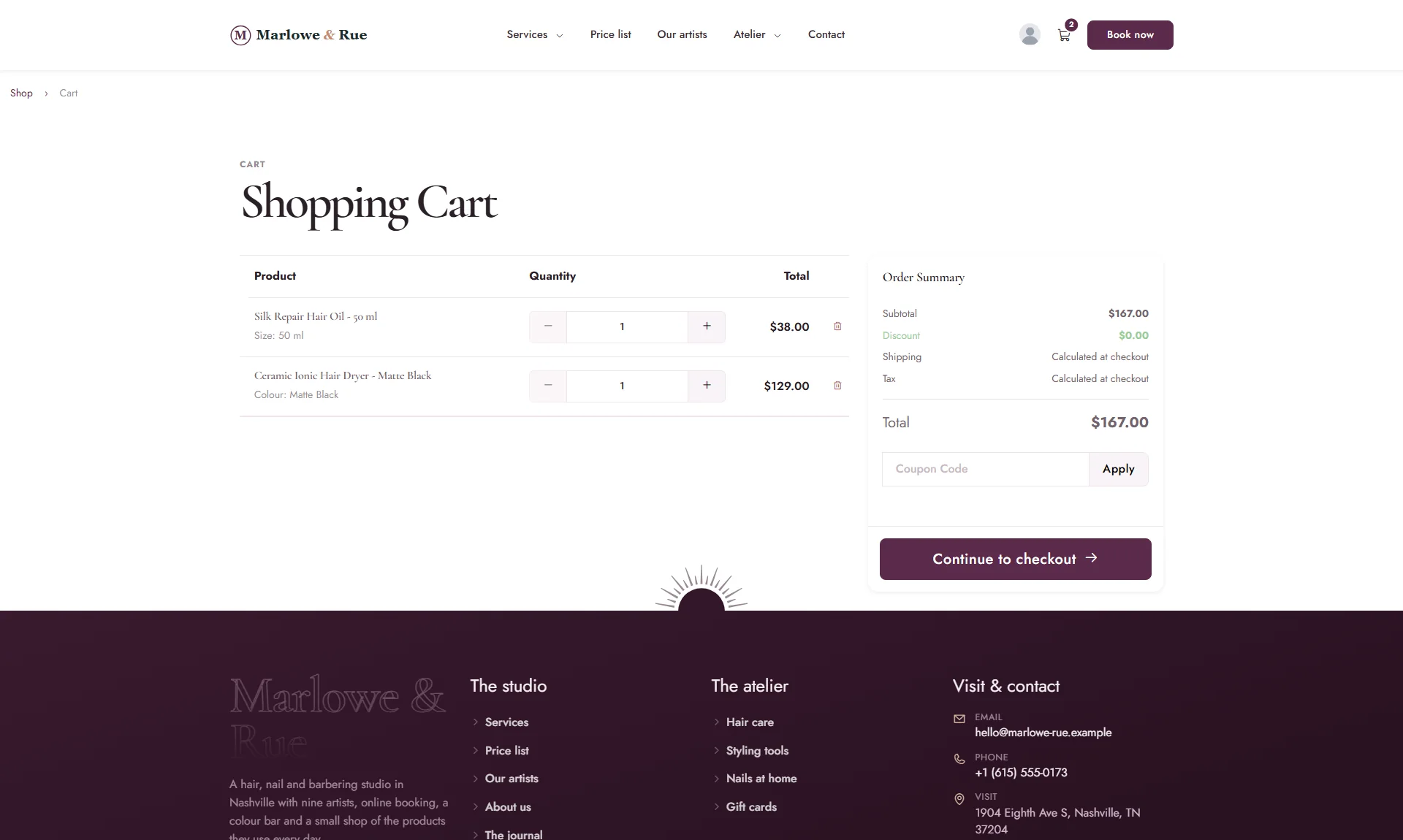 The shopping cart page design: Editorial Ledger