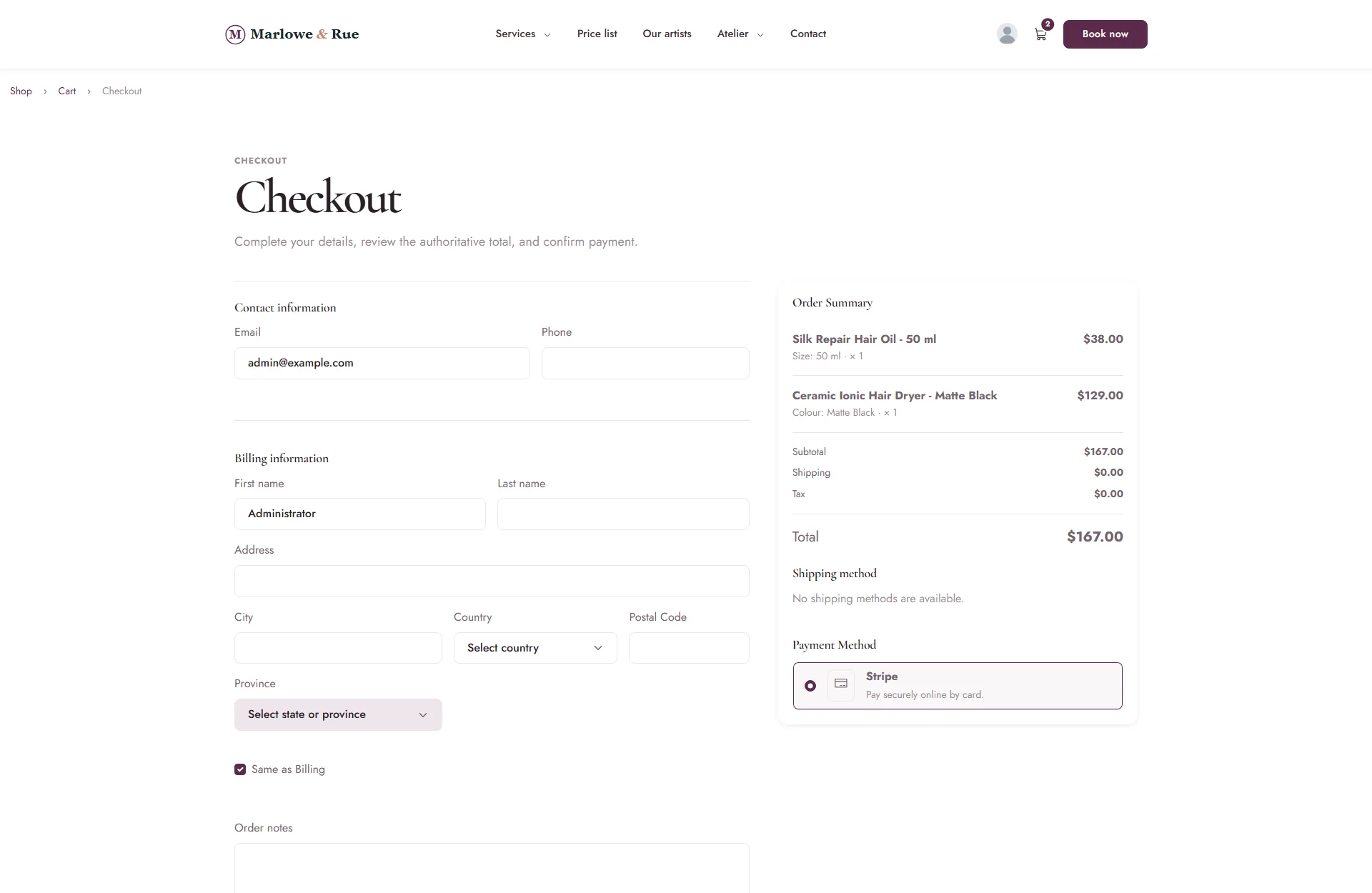 The checkout page design: Guided Sections